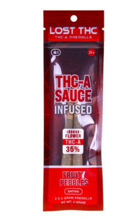 LOST THC THC-A SAUCE INFUSED PREROLLS 2 X 2 GRAMS EACH / PACK