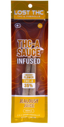 LOST THC THC-A SAUCE INFUSED PREROLLS 2 X 2 GRAMS EACH / PACK