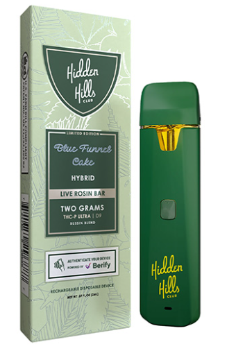 HIDDEN HILLS LIVE ROSIN BAR THC-P ULTRA + D9 BUSSIN BLEND 2 GRAM DISPOSABLE