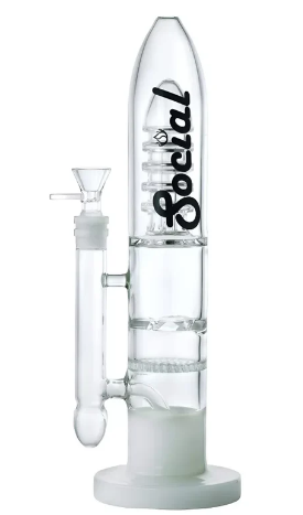 SOCIAL GLASS 12.5" FUTURISTIC SPACE CAPSULE HONEYCOMB PERC WATER PIPE