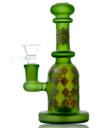 ON POINT SKULLS DESIGN 6.5" STRAIGHT TUBE SANDBLASTED BONG WATER PIPE