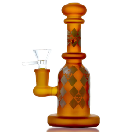 ON POINT SKULLS DESIGN 6.5" STRAIGHT TUBE SANDBLASTED BONG WATER PIPE