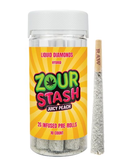 ZOUR STASH 2G DIAMOND INFUSED PRE ROLLS (10CT JAR)