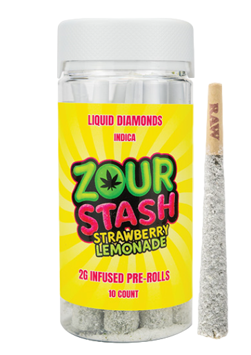 ZOUR STASH 2G DIAMOND INFUSED PRE ROLLS (10CT JAR)