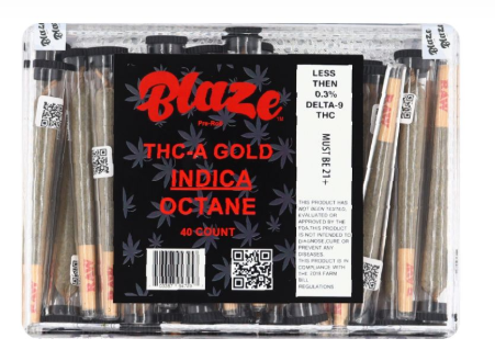 BLAZE THC-A GOLD TUBED PRE ROLLS (40CT / BOX)