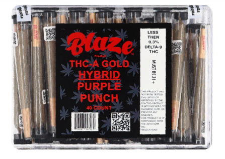 BLAZE THC-A GOLD TUBED PRE ROLLS (40CT / BOX)