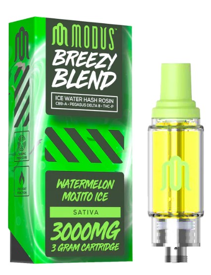 MODUS BREEZY BLEND (ICE WATER HASH ROSIN CB9-A + PEGASUS D8 + THC-P) 3 GRAM CARTRIDGE