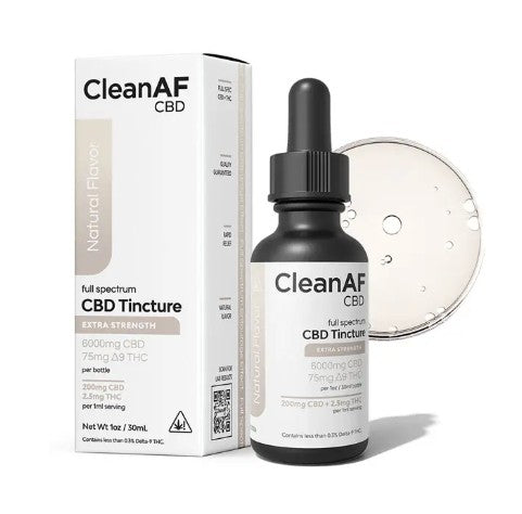 CLEAN AF CBD FULL SPECTRUM TINCTURE (6000MG CBD + 75MG D9) 1OZ
