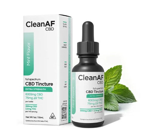 CLEAN AF CBD FULL SPECTRUM TINCTURE (6000MG CBD + 75MG D9) 1OZ