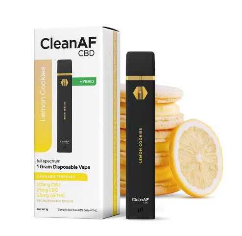 CLEAN AF CBD FULL SPECTRUM CANNABIS TERPENES 1G DISPOSABLE VAPE (500MG CBD + 25MG CBG + 2.5MG D9)