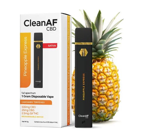 CLEAN AF CBD FULL SPECTRUM CANNABIS TERPENES 1G DISPOSABLE VAPE (500MG CBD + 25MG CBG + 2.5MG D9)