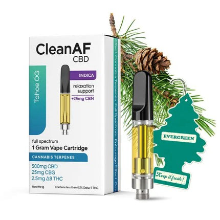 CLEAN AF CBD FULL SPECTRUM CANNABIS TERPENES 1G CARTRIDGE (500MG CBD + 25MG CBG + 2.5MG D9)