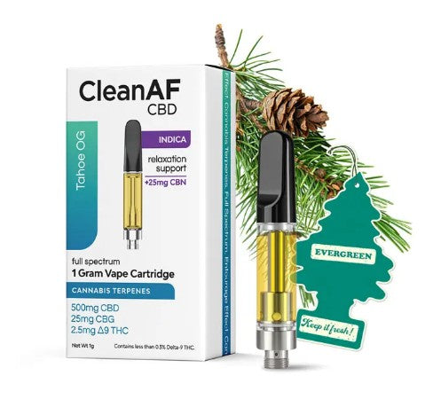 CLEAN AF CBD FULL SPECTRUM CANNABIS TERPENES 1G CARTRIDGE (500MG CBD + 25MG CBG + 2.5MG D9)