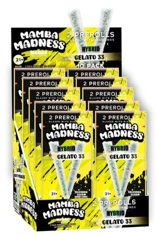 MAMBA MADNESS THC-A DIAMOND COATED 2 X 2 GRAM PRE ROLLS / PACK