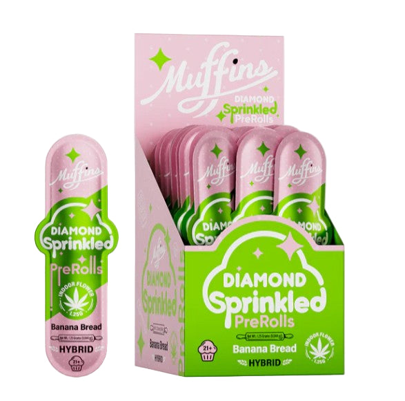 MUFFINS 1.25 GRAM THC-A DIAMOND SPRINKLED PRE ROLLS (50CT/BOX, 62.5G/BOX)