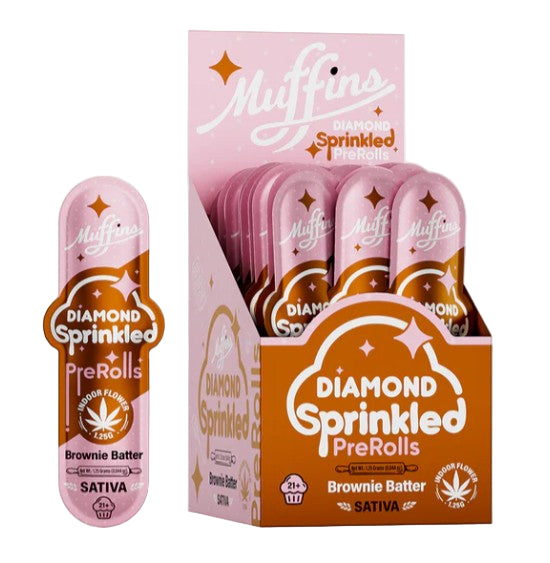 MUFFINS 1.25 GRAM THC-A DIAMOND SPRINKLED PRE ROLLS (50CT/BOX, 62.5G/BOX)