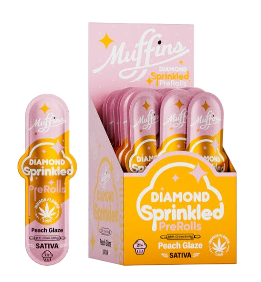 MUFFINS 1.25 GRAM THC-A DIAMOND SPRINKLED PRE ROLLS (50CT/BOX, 62.5G/BOX)