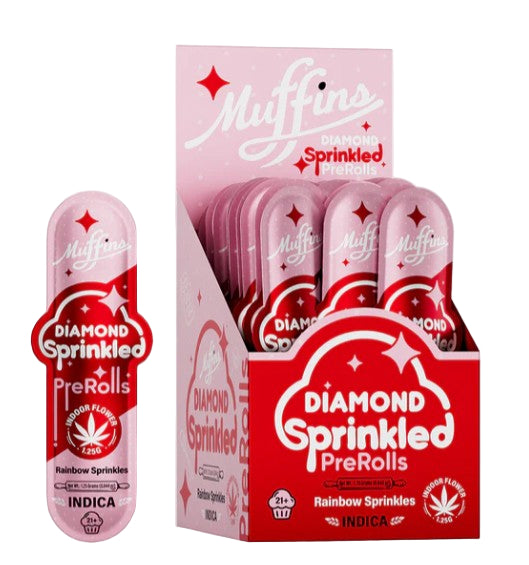 MUFFINS 1.25 GRAM THC-A DIAMOND SPRINKLED PRE ROLLS (50CT/BOX, 62.5G/BOX)