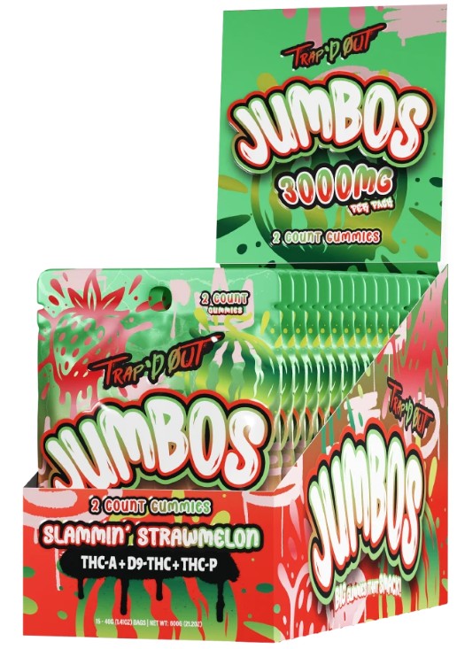 TRAP'D OUT JUMBOS 30000MG THC-A + D9+ THC-P GUMMIES BAG (2CT BAG)