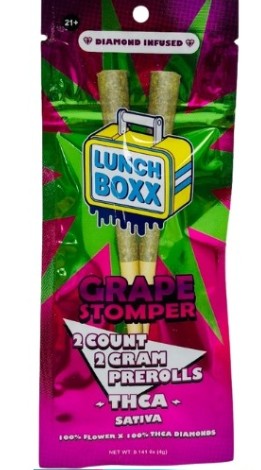 LUNCH BOX 2 GRAM THC-A DIAMOND INFUSED PRE-ROLLS (2CT PACK)