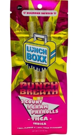 LUNCH BOX 2 GRAM THC-A DIAMOND INFUSED PRE-ROLLS (2CT PACK)