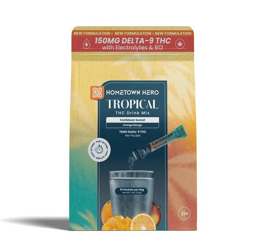 HOMETOWN HERO 15MG D9 TROPICAL DRINK MIX (10CT BAG)