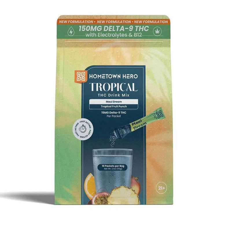 HOMETOWN HERO 15MG D9 TROPICAL DRINK MIX (10CT BAG)