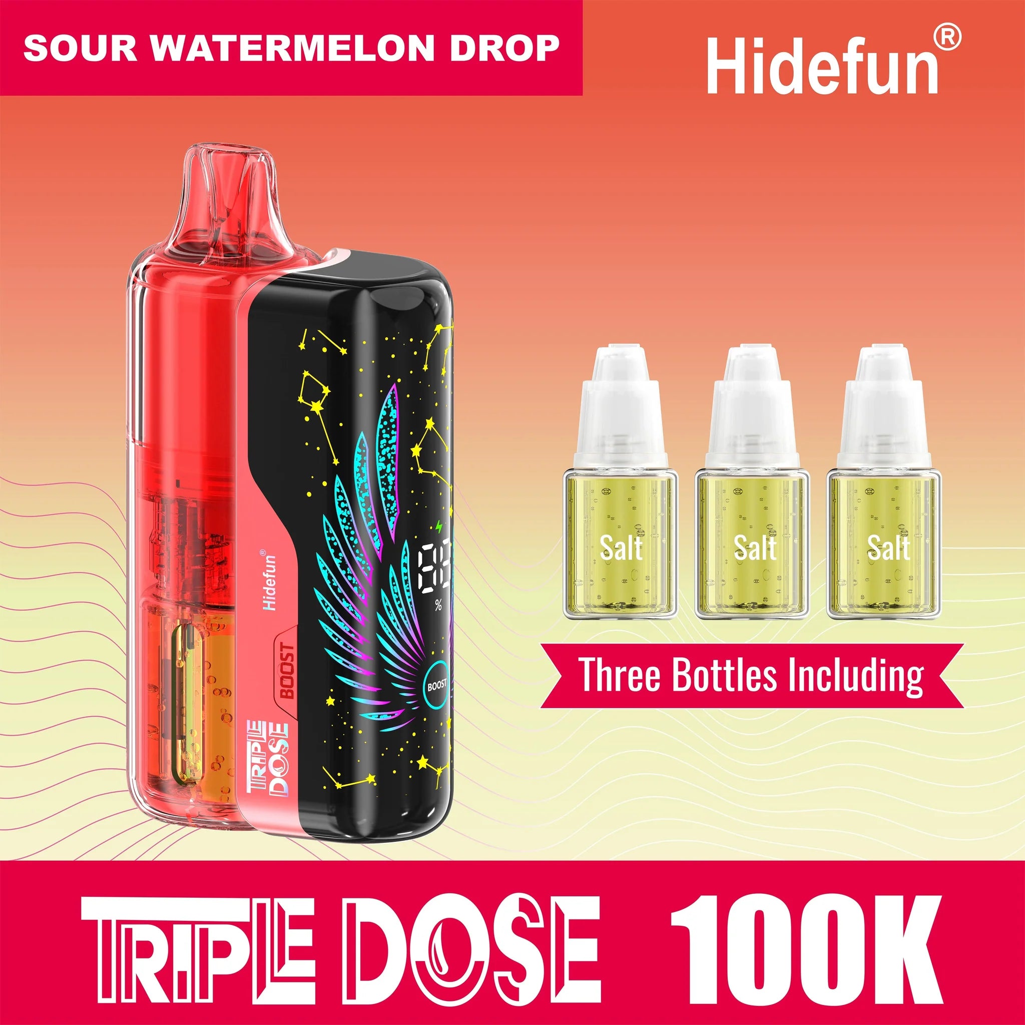 HIDEFUN TRIPLE DOSE DISPOSABLE POD 100K PUFFS (5CT DISPLAY)