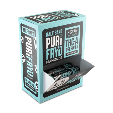 HALF BAK'D PURIFRY'D DIAMONDS THCA 2G PRE ROLLS (2OCT BOX)