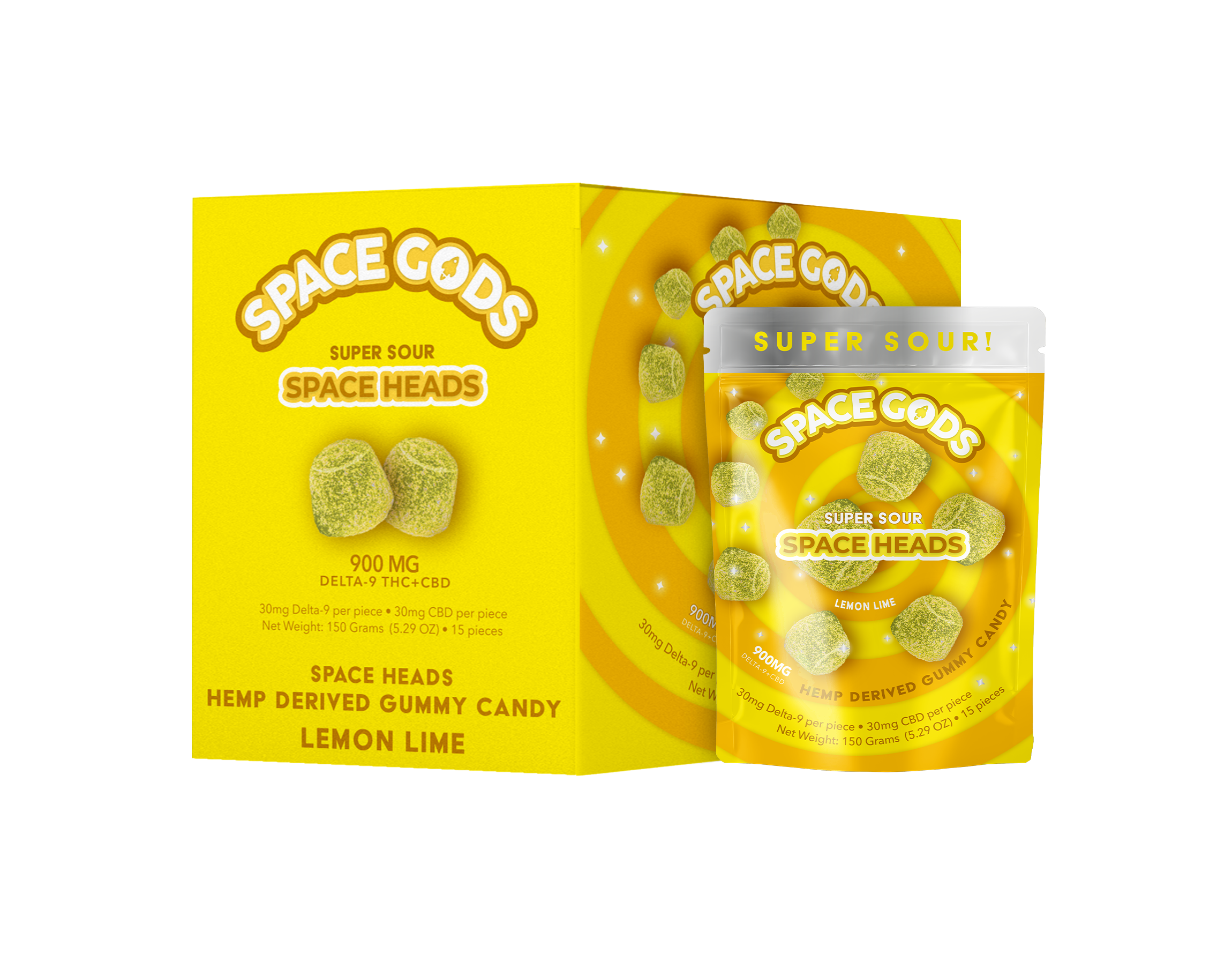SPACE GODS SPACE HEADS 30MG HEMP DERIVED GUMMIES (15CT/BAG, 900MG/BAG)