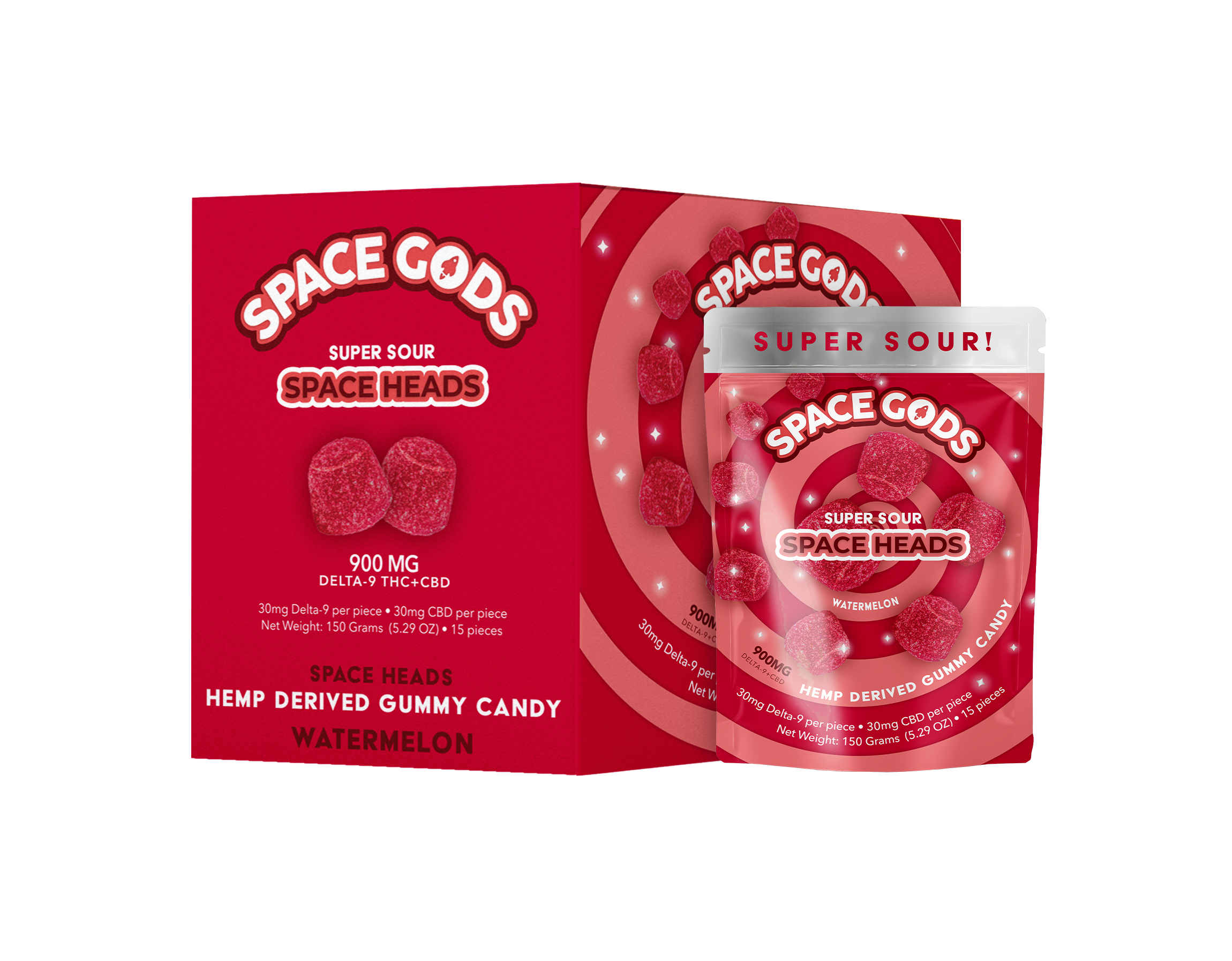SPACE GODS SPACE HEADS 30MG HEMP DERIVED GUMMIES (15CT/BAG, 900MG/BAG)
