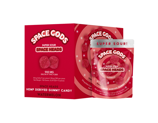 SPACE HEADS 30MG HEMP DERIVED GUMMIES (15CT/BAG, 900MG/BAG)