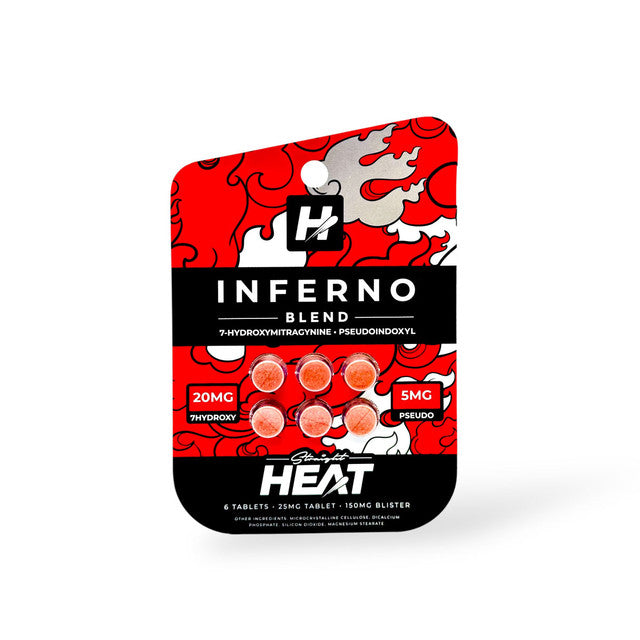 STRAIGHT HEAT INFERNO BLEND (7-HYDROXY + PESUDO) 25MG TABLET (6CT PACK)