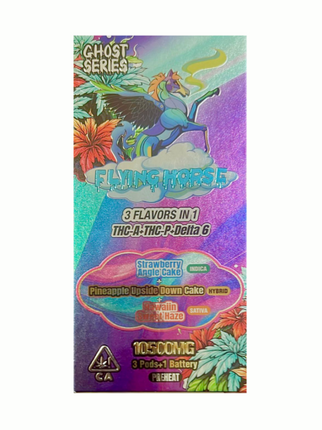 FLYING HORSE GHOST SERIES 10.G 3 IN 1 (3 POD & BATTERY SYSTEM) THCA + THCP + D6 LIVE RESIN