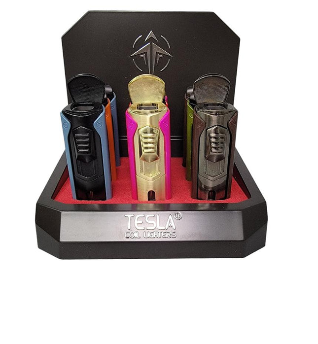 TESLA JUMBO 4 TORCH LIGHTER CIG PUNCH MODEL# 61680 (9CT DISPLAY) Default Title 818766014847