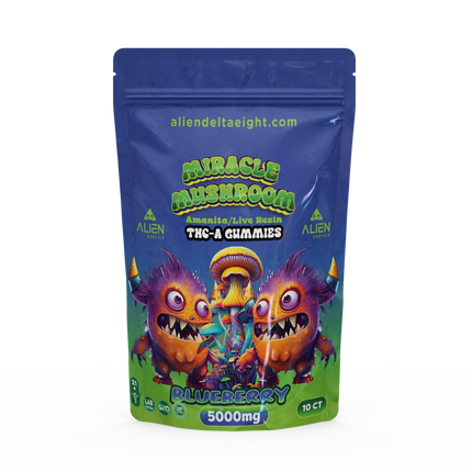 ALIEN MIRACLE MUSHROOM AMANITA/LIVE RESIN THC-A GUMMIES 5000MG/BAG 500MG/GUMMY