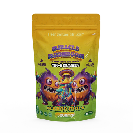 ALIEN MIRACLE MUSHROOM AMANITA/LIVE RESIN THC-A GUMMIES 5000MG/BAG 500MG/GUMMY