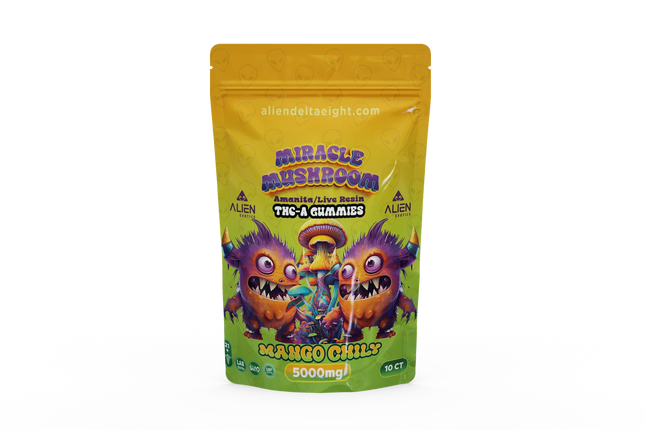 ALIEN MIRACLE MUSHROOM AMANITA/LIVE RESIN THC-A GUMMIES 5000MG/BAG 500MG/GUMMY