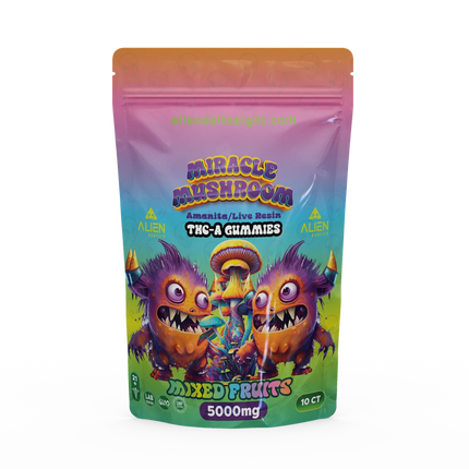 ALIEN MIRACLE MUSHROOM AMANITA/LIVE RESIN THC-A GUMMIES 5000MG/BAG 500MG/GUMMY