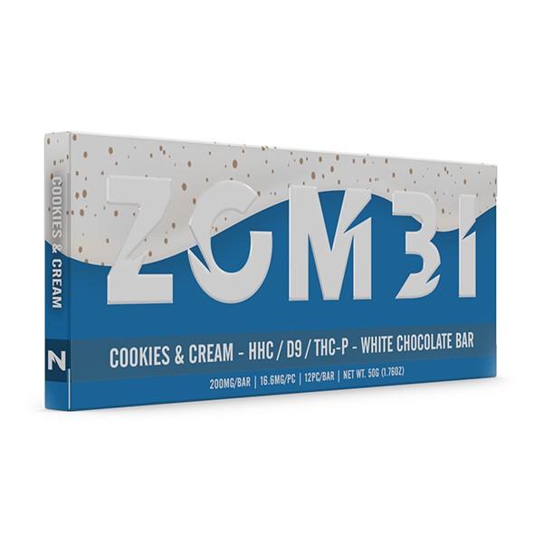 ZOMBI MINI CHOCOLATE BAR 50MG (HHC / D9 / THC-P) 30CT DISPLAY COOKIES & CREAM 810159742894