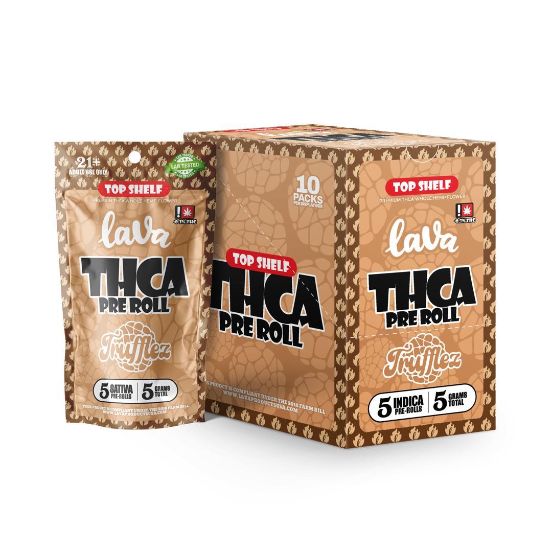 LAVA TOP SHELF THCA PRE ROLLS 1 GRAM EACH (5CT PACK)