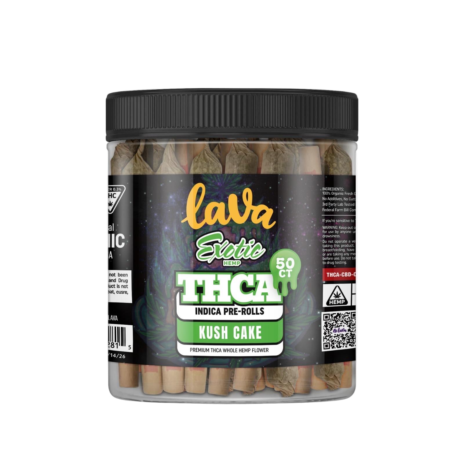 LAVA EXOTIC PREMIUM THCA PRE ROLLS (50CT JAR)