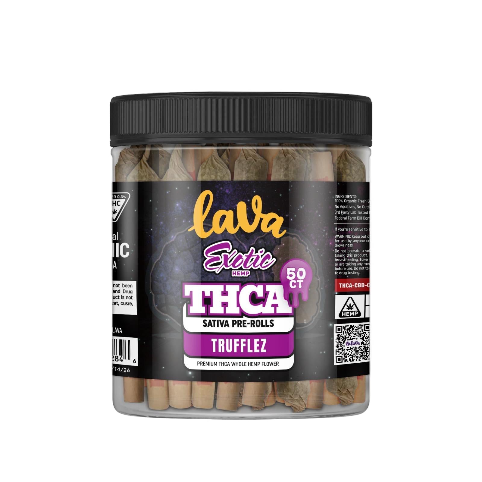 LAVA EXOTIC PREMIUM THCA PRE ROLLS (50CT JAR)