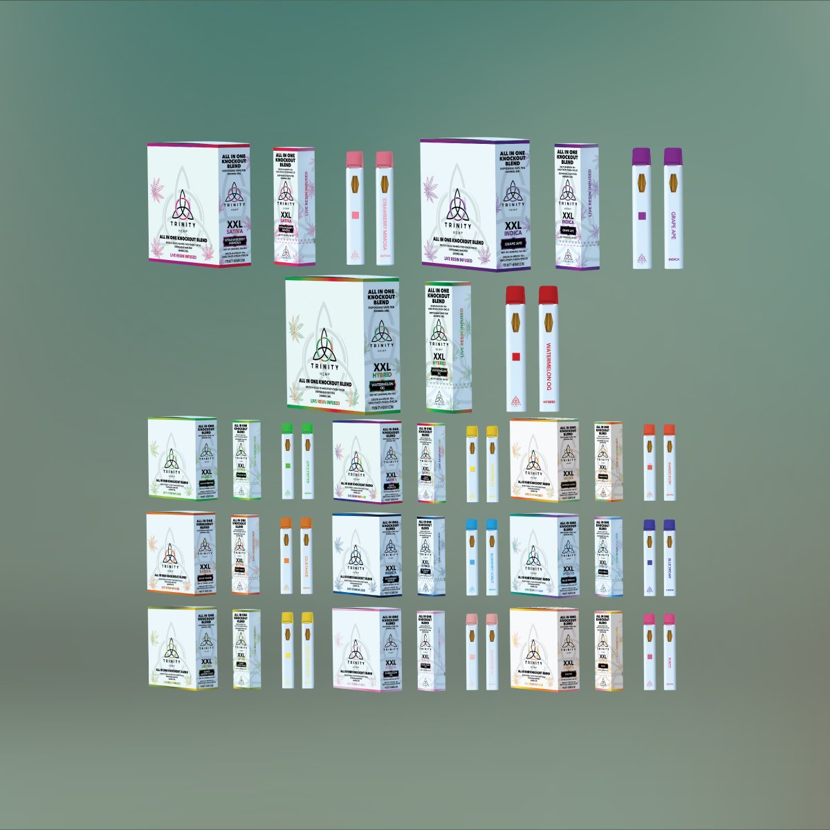 TRINITY HEMP 3G XXL DISPOSABLE 36CT ASSORTED FLAVOR DISPLAY