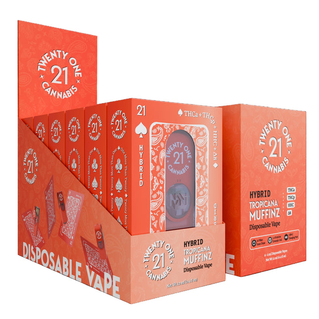 TWENTY ONE CANNABIS (THC-a + THC-p + HHC + D8) 2 GRAM DISPOSABLE VAPE TROPICANA MUFFINZ (HYBRID) 810121208496