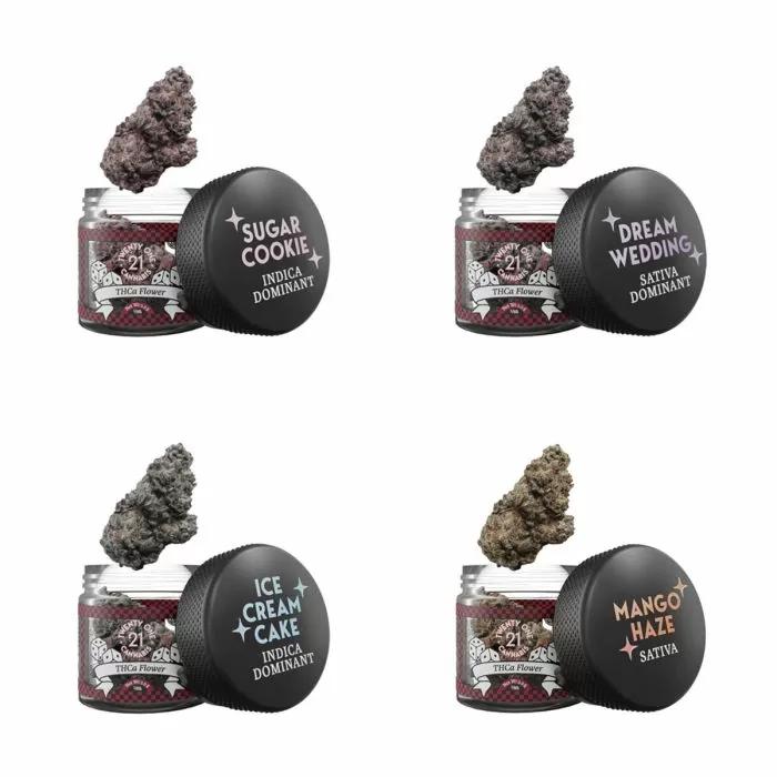 TWENTY ONE CANNABIS THCA FLOWER 3.5 GRAM JAR ASSORTED FLAVORS