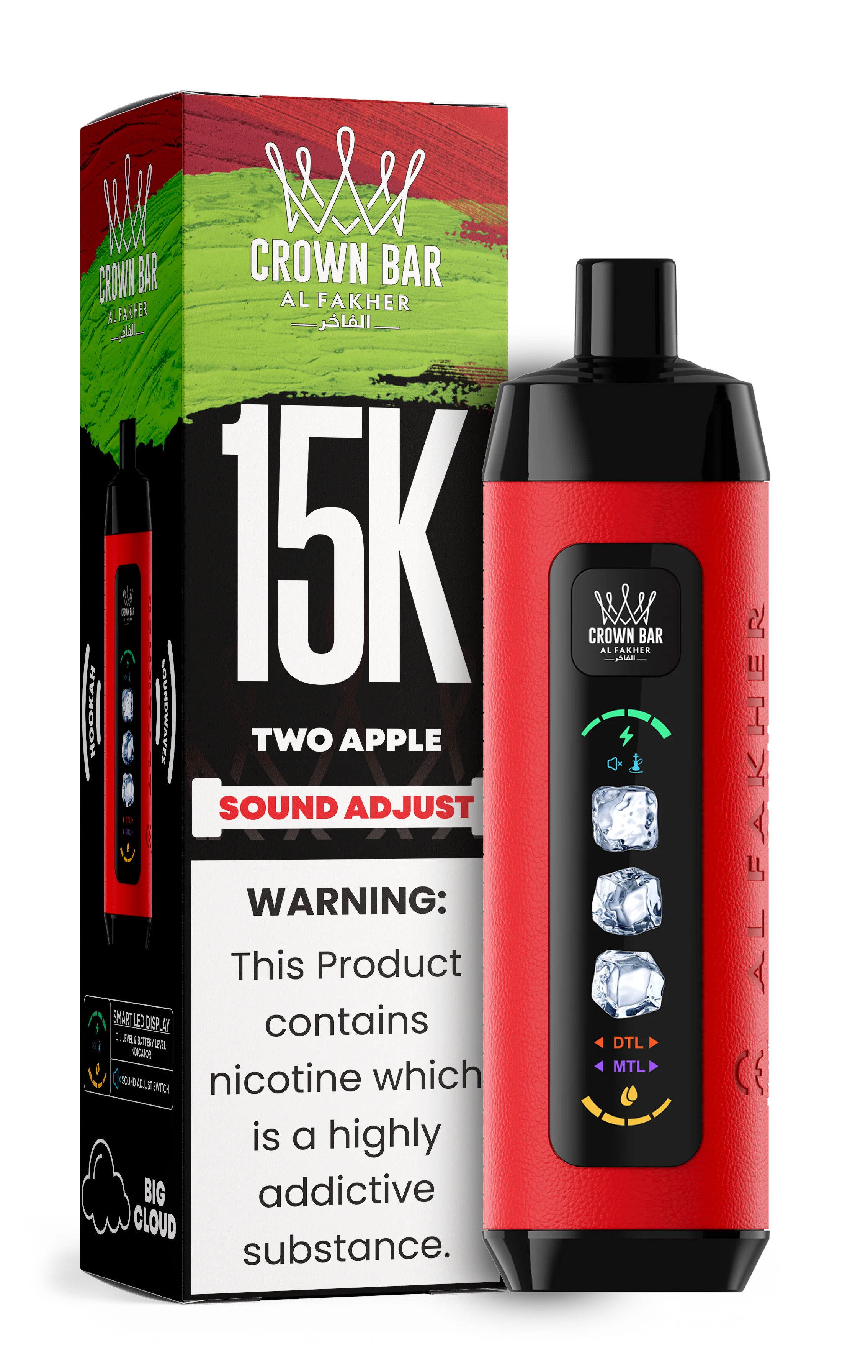 AL FAKHER CROWN BAR 15000 ICE ADJUST DISPOSABLE (5CT DISPLAY)