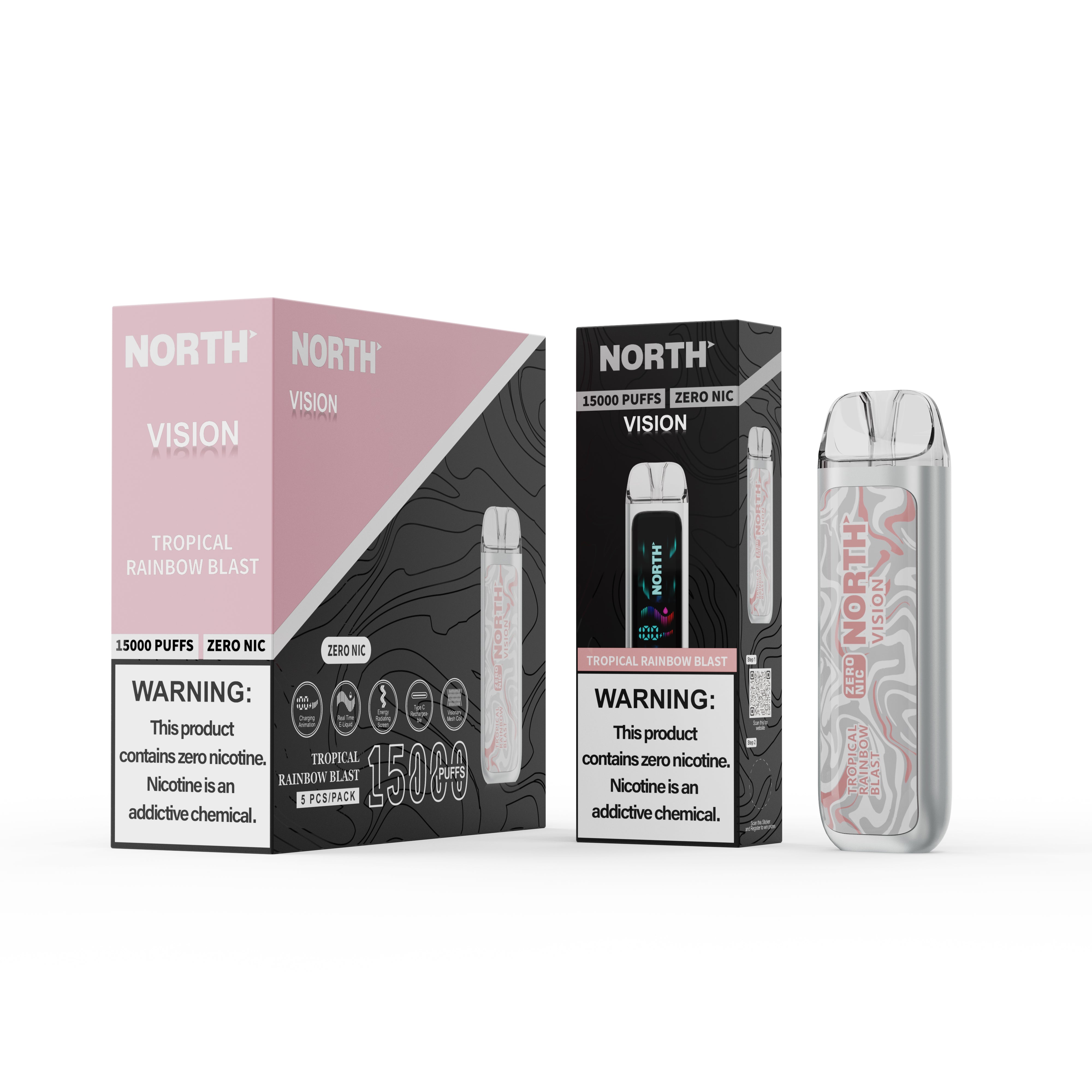 NORTH VISION ZERO NIC 15K PUFFS DISPOSABLE VAPE (5CT DISPLAY) Rising Wholesale Inc. NORTH VISION ZERO NIC 15K PUFFS DISPOSABLE VAPE (5CT DISPLAY) Rising Wholesale Inc.