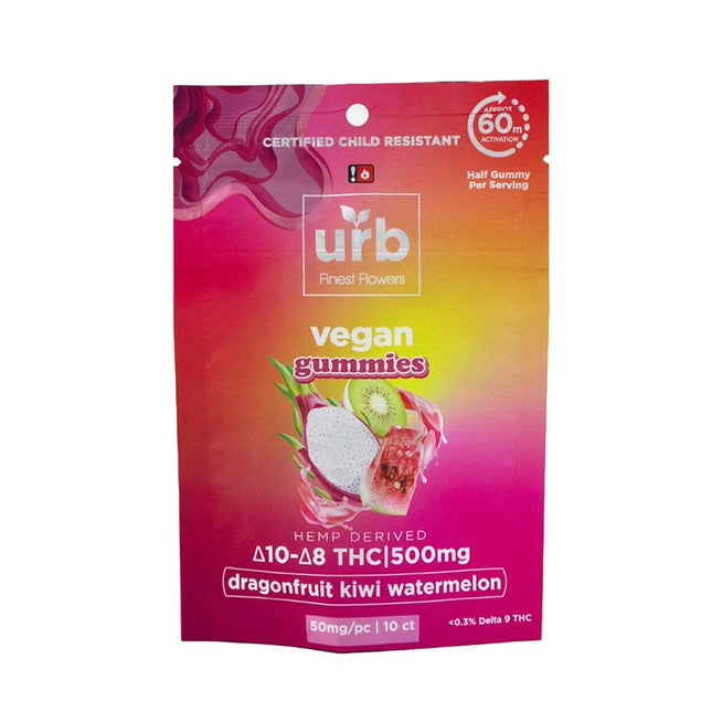 URB DELTA 10 | DELTA 8 VEGAN GUMMIES 500MG BAG DELTA 8 VEGAN GUMMIES 500MG BAG | DRAGONFRUIT KIWI WATERMELON 810088842306