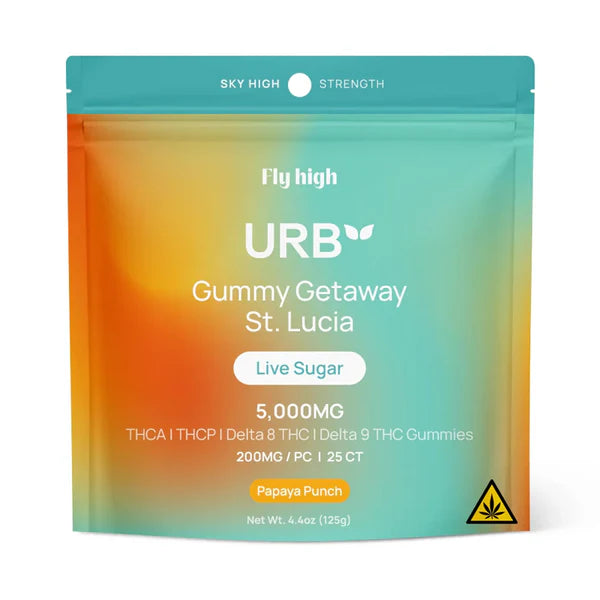 URB GUMMY GETAWAY 5000MG THCA LIVE SUGAR GUMMIES (25CT BAG)